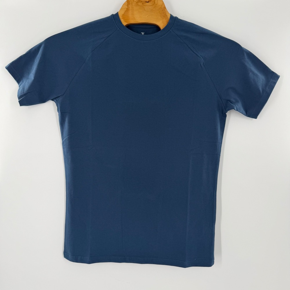 Tailored Athlete Mens Basic T Shirt Blue Short Sleeve Raglan Crew Neck Cotton L
